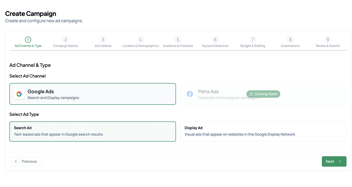 Screenshot: Agency Settings
