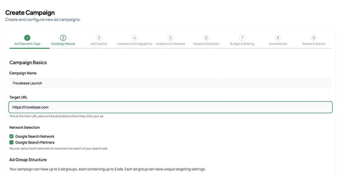 Screenshot: Agency Settings