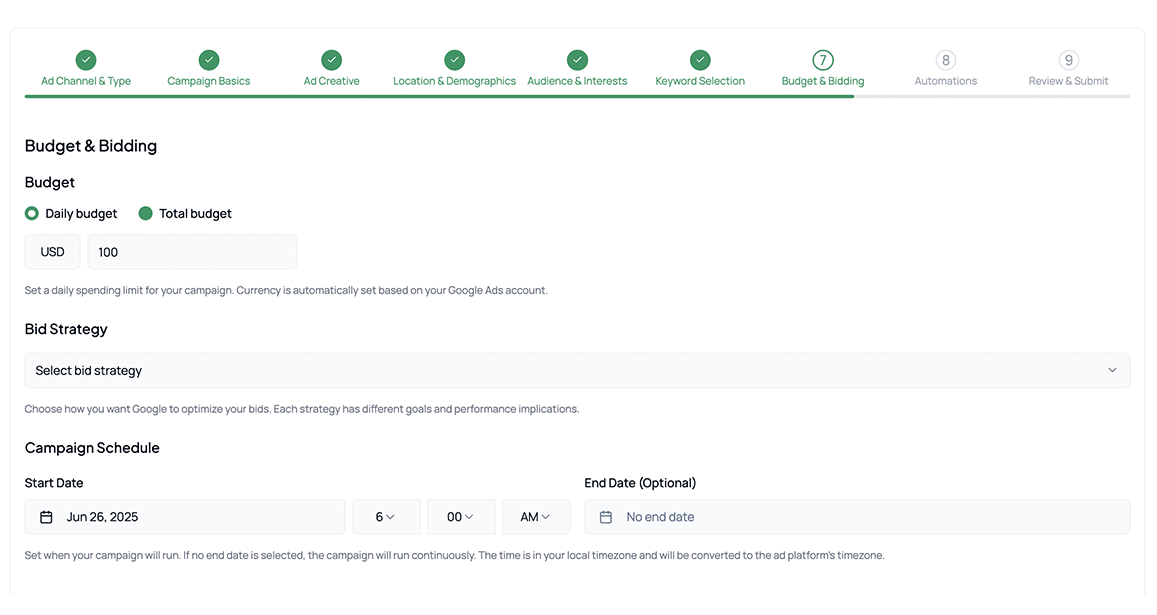 Screenshot: Agency Settings