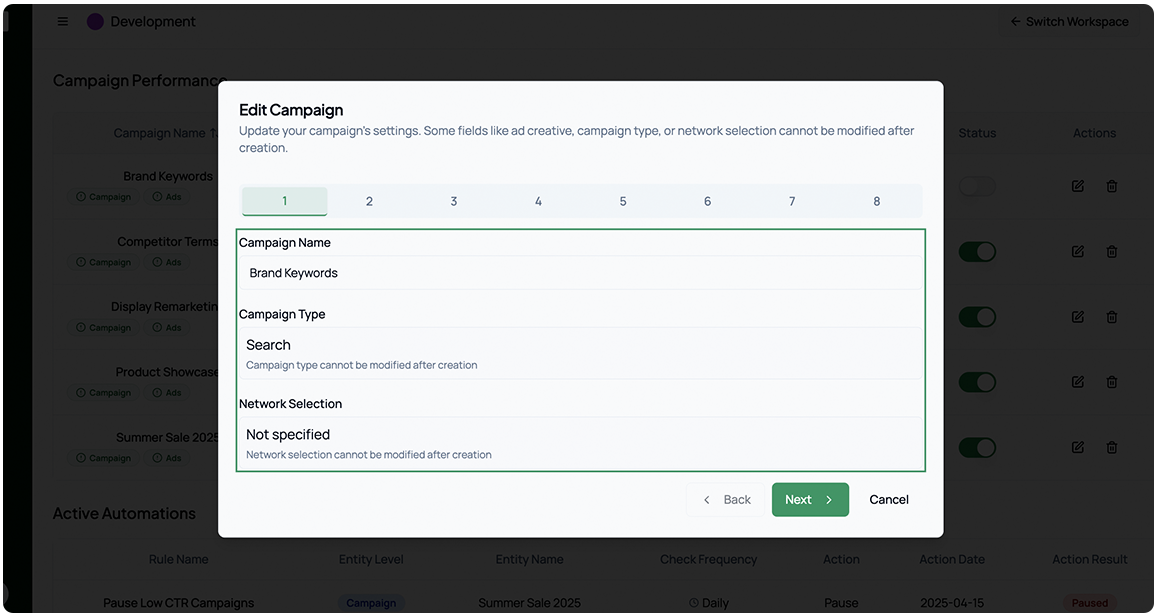 Screenshot: Agency Settings