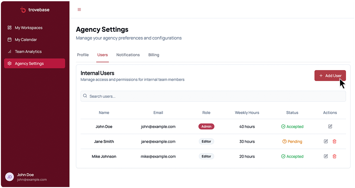 Screenshot: Agency Settings